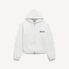 Damen-Hoodie «Salon de Couture» mit Reissverschluss und regulärer Passform in Weiss