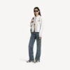 Damen-Hoodie «Salon de Couture» mit Reissverschluss und regulärer Passform in Weiss
