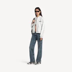 Damen-Hoodie «Salon de Couture» mit Reissverschluss und regulärer Passform in Weiss