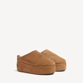 Damen-Pantolette «Alaska Soft» mit Plateau in Braun/Weiss
