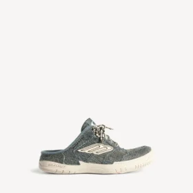 Damen-Pantolette «Hamptons» aus Denim in Blau/Creme