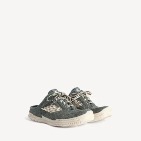 Damen-Pantolette «Hamptons» aus Denim in Blau/Creme