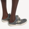 Damen-Pantolette «Hamptons» aus Denim in Blau/Creme
