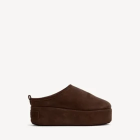 Damen-Pantoletten «Alaska Soft» mit Plateau in Hell-Espresso