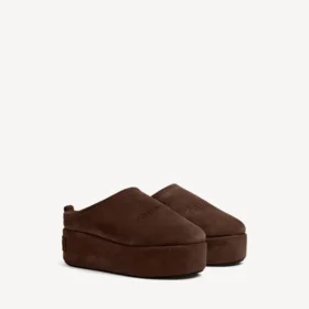 Damen-Pantoletten «Alaska Soft» mit Plateau in Hell-Espresso