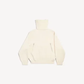Damen-Pullover mit hohem Kragen, von hinten nach vorne getragen, in Off-White