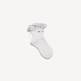 Damen-Schleifensocken in Weiss/Rosa