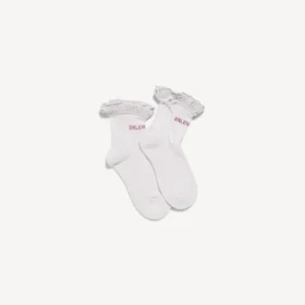 Damen-Schleifensocken in Weiss/Rosa