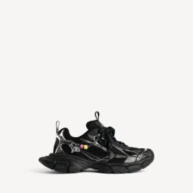 Damen-Sneaker 3XL mit Anhängern in Schwarz/Silber