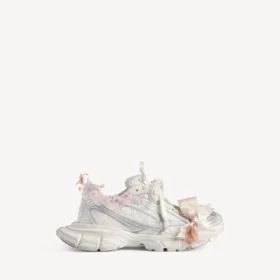 Damen-Sneaker 3XL mit Schnürung in Weiss/Hellrosa