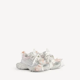Damen-Sneaker 3XL mit Schnürung in Weiss/Hellrosa