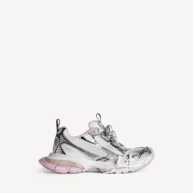 Damen-Sneaker 3XL mit transparenter Gel-Sohle in Weiss/Rosa/Schwarz