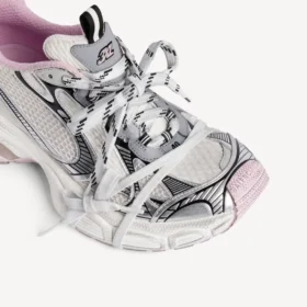 Damen-Sneaker 3XL mit transparenter Gel-Sohle in Weiss/Rosa/Schwarz