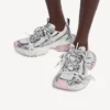 Damen-Sneaker 3XL mit transparenter Gel-Sohle in Weiss/Rosa/Schwarz