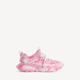 Damen-Sneaker mit «Track»-Schablonenlogo in Pink/Weiss