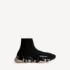 Damen-Sneaker «Speed 2.0» mit vollständig transparenter Sohle aus recyceltem Strick in Schwarz/Beige