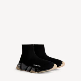 Damen-Sneaker «Speed 2.0» mit vollständig transparenter Sohle aus recyceltem Strick in Schwarz/Beige