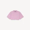Damen-T-Shirt «520 Stickers» im Cropped-Schnitt in Altrosa/Weiss