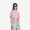 Damen-T-Shirt «520 Stickers» im Cropped-Schnitt in Altrosa/Weiss