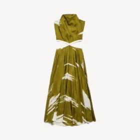 Damenkleid mit Cut-outs und «Brush Scratch»-Effekt in Khaki