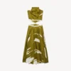 Damenkleid mit Cut-outs und «Brush Scratch»-Effekt in Khaki