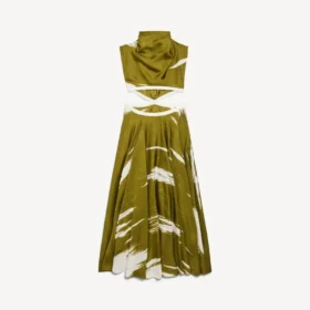 Damenkleid mit Cut-outs und «Brush Scratch»-Effekt in Khaki