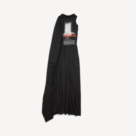 Damenkleid «The Door» – lang, drapiert, in Schwarz