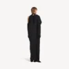 Damenkleid «The Door» – lang, drapiert, in Schwarz