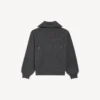 Damenpullover mit hohem Kragen zum Umdrehen in dunklem Grau meliert Damenpullover mit hohem Kragen zum Umdrehen in dunklem Grau meliert
