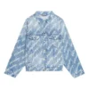 Denim-Jacke mit durchgehendem Schriftzug-Logo «Hellblau-Weiss» 681690TJW904200