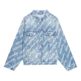 Denim-Jacke mit durchgehendem Schriftzug-Logo «Hellblau-Weiss» 681690TJW904200