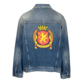 Denim-Jacke mit Emblem-Patch auf der Rückseite «Blue» 697781TBP484455