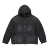 Denim-Jacke mit Kapuze und Knopfleiste im Bleached-Look «Black» 724653TNW541129