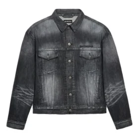 Denim-Jacke mit Logo auf dem Rücken, weite Passform, «Fake Wash Black» 620728TIW435720