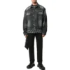 Denim-Jacke mit Logo auf dem Rücken, weite Passform, «Fake Wash Black» 620728TIW435720