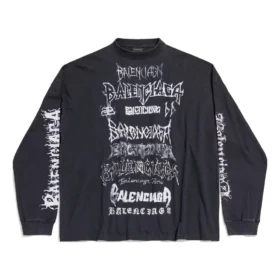 Diy Metal Langarm-T-Shirt in mittlerer Passform «Black White» 699191TPVO31569