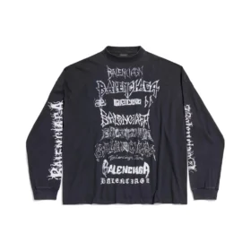 Diy Metal Langarm-T-Shirt in mittlerer Passform «Black White» 699191TPVO31569