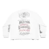 DIY-Metall-Langarm-T-Shirt, mittlere Passform «Weiss Schwarz Rot» 699191TPVO29065