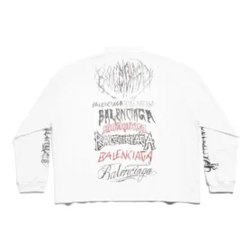 DIY-Metall-Langarm-T-Shirt, mittlere Passform «Weiss Schwarz Rot» 699191TPVO29065