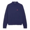 Double B Highneck-Pullover aus Wollstrick «Blue» 682010T16274011