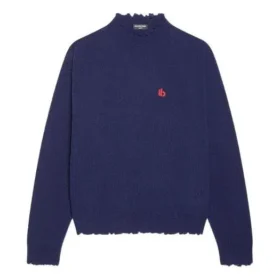 Double B Highneck-Pullover aus Wollstrick «Blue» 682010T16274011