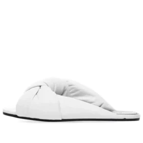 Drapierte flache Sandalen «Weiss» 636576WA2M09002