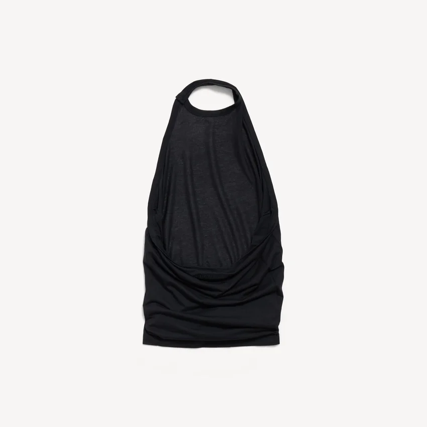 Drapiertes Damen-Top in Schwarz Drapiertes Damen-Top in Schwarz