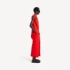 Drapiertes Damenkleid in Sonnenuntergangsrot