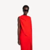 Drapiertes Damenkleid in Sonnenuntergangsrot