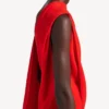 Drapiertes Damenkleid in Sonnenuntergangsrot