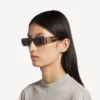 Dynasty-Sonnenbrille für Damen, rechteckig, in Mid Havana