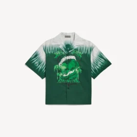 Extreme Tie-Dye-Bowling-Kurzarmhemd für Herren in Grün/Weiss