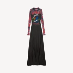 Extremes Tie-Dye-Langarmkleid für Damen in Schwarz