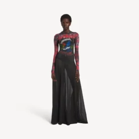 Extremes Tie-Dye-Langarmkleid für Damen in Schwarz